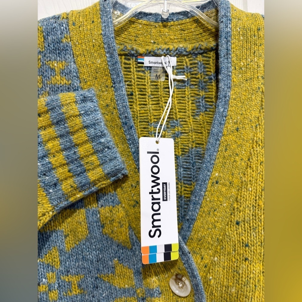 SmartWool Women's Medium Cozy Lodge Fair Isle Cardigan Sweater Merino Wool NWT - Picture 4 of 6
